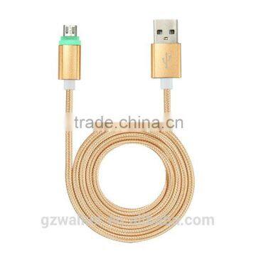 2016 new premium high quality Aluminum Nylon LED light charger usb data cable for iphone 6 6 plus 6s 6s plus micro wire cable