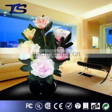 High quality Decorative Color change Led fiber optic flowers /Penoy flower lampe with metal base with CE and ROHS approval