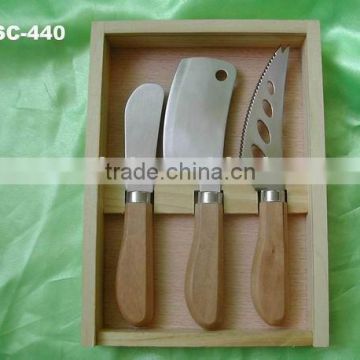 NEW Promotion gift set-3 PCS Cheese knife set in wooden box - NEW