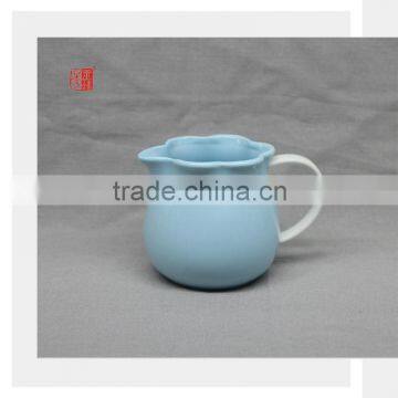 Blue Flower Shape Color Clay Mini Ceramic Milk Jug