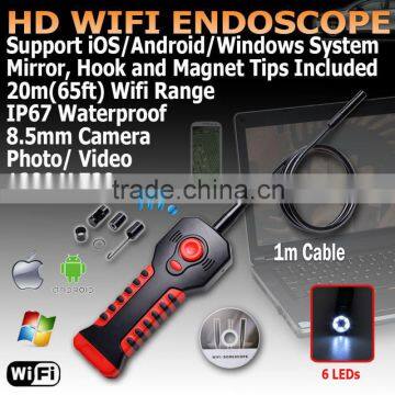Borescope Endoscope 8.5mm Camera 6 LED 1m Tube WIFI HD Inspection Camera photo-2
