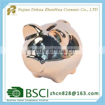 electroplating small ceramic pig shape piggy bank