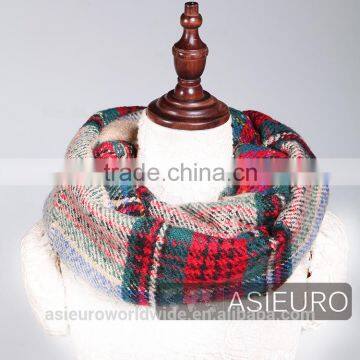 Fashion Checked Acrylic Tube Scarf For Ladies Multi Colors BSCI AND SEDEX