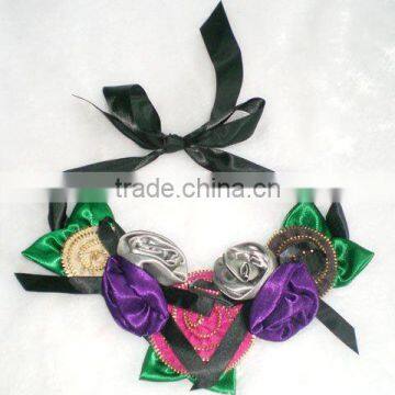 jewelry,satin ribbon zipper fabric flower handmade necklace