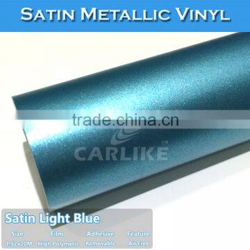 CARLIKE Premium Satin Light Blue Chrome Metallic Matt Car Wrap Vinyl Sticker