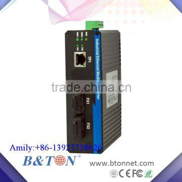 2FiberS to 1RJ45 10/100M Unmanaged Industrial Fiber Media Converter