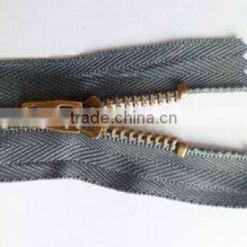 3# Brass Zipper Plated Bronze Zipper Close End Zipper With Bronze 45YG Slider Jeans Zipper photo-2