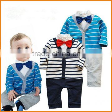 Foreign gentleman Romper false two cotton Jumpsuit infant climbing clothing boutique Qingdao children's clothing wholesale