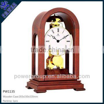 White Dial Desk Clock With Wooden Case Brown Color High Quality Competitive Price PW1135D