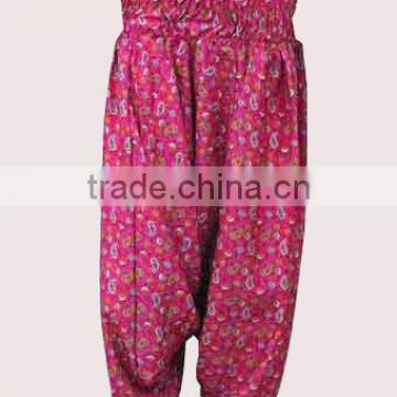 Exclusive Pink Harem Pants/ High Waisted Lightweight Printed Silk Trousers