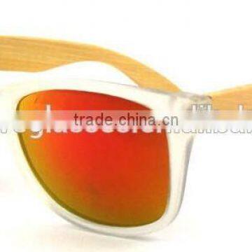 Mirror bamboo wood sunglasses ,plastic frame bamboo temples sunglasses