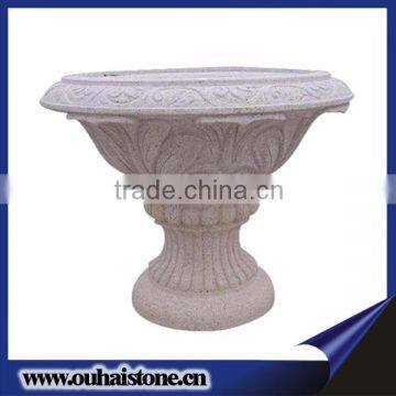 Roman Style Granite Planters Carved Pedestal Stone Flower Pots