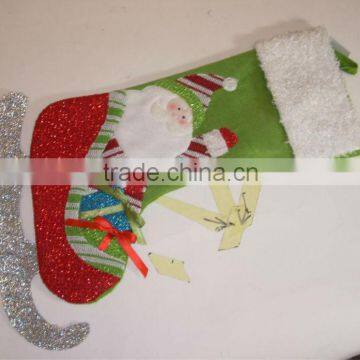 fleece decorative christmas stocking with applique embroidery(5)