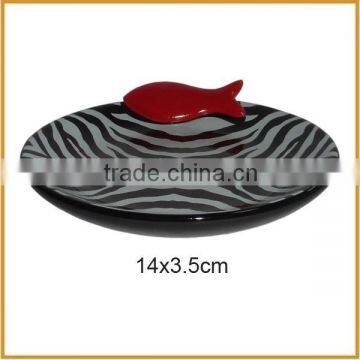 popular round ceramic pet bowl feeders with fish for cat bowls wholesale