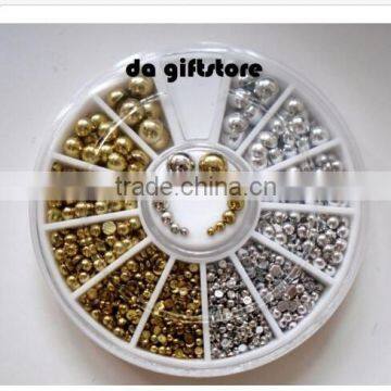 beautiful 6 sizes acrylic Gold & Sliver nail art decoration DIY tools