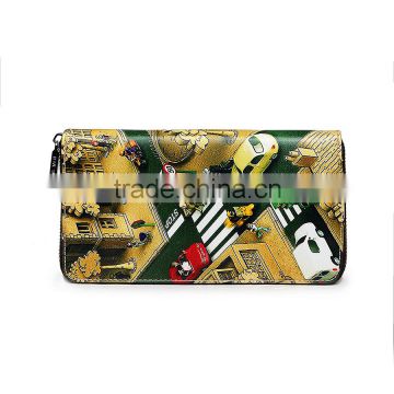 Alibaba express wallet women pattern print wallets lady zipper clutch purse