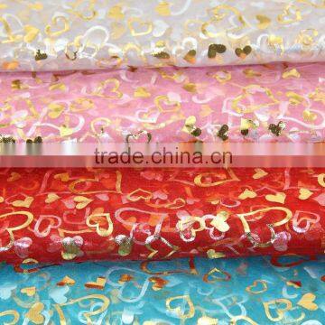 wholesale Polyester printed hearts organza fabric