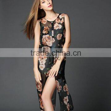 top Ladies Floral printed Fancy Bandeau Chiffon Women beautiful dresses