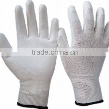 Safety palm coated white PU gloves