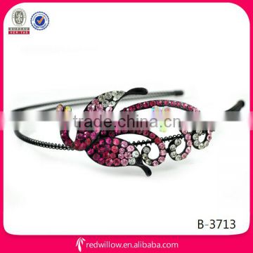 China wholesale traditional diamante peacock headband for yong girl