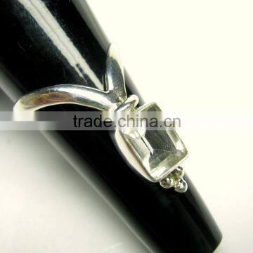 Crystal Facet 925 Sterling Silver Jewelry, White Gemstone Jewelry, Designer Silver Handmade Jewellery