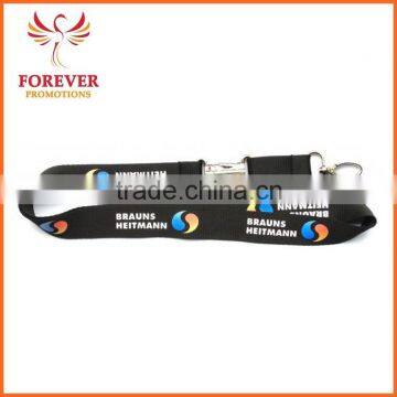 Promotional Black One Side Printing Metal Hook Neck Lanyard