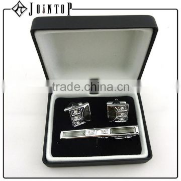 New style satisfying price brass cufflink and tie clip set