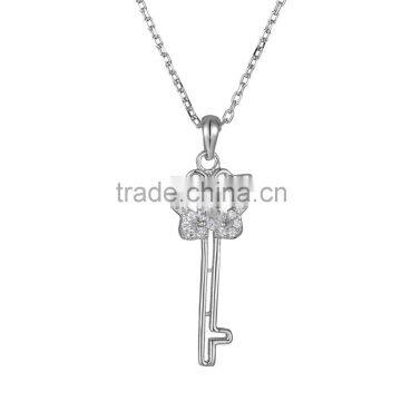 925 sterling silver CZ butterfly key pendant necklace