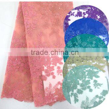 New design orange lace embroidery fabric/african lace fabrics for tradtional wedding