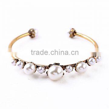 Wholesale fashion elegant vintage imitation pearl cuff bangle