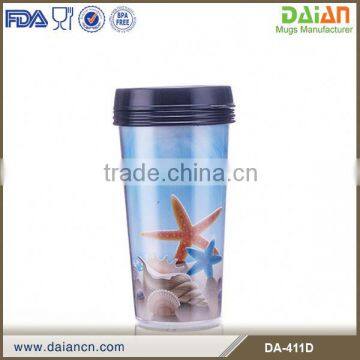 Double wall plastic coffee mug cup with paper insert                        
                                                Quality Choice