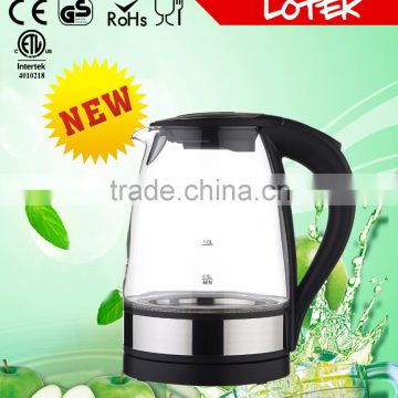 striking blue led pyrex glass electric kettle 1.7L