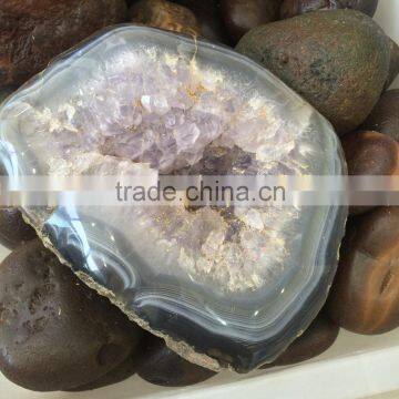 Natural Agate Light Purple Amethyst Geode Crystal Stones