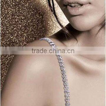 Adjustable 2pcs Double Rows Crystal Diamante Rhinestone Bra Shoulder Straps Belt photo-2