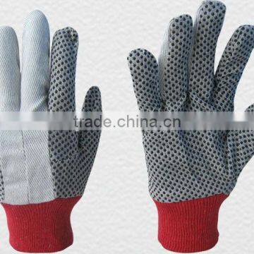 Pvc dotted red color knit wrist cotton glove