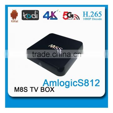 2016 M8S+ amlogic S812 2G/8G quad-core android tv box 5g Wifi Google H.265 android tv box