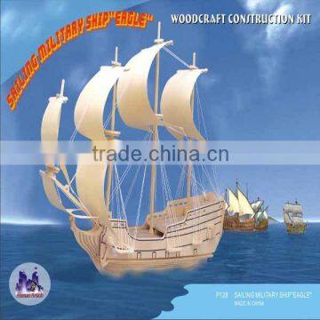 Sealand - Wooden Fun Puzzles - Sailing Miltary Ship "Eagle" (83 Pieces)