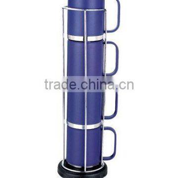 insulated stainless steel coffee cup set with plastic handle