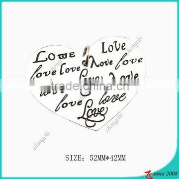 Love Heart Shape Silver Charms Pendant Charms for Jewellery Making