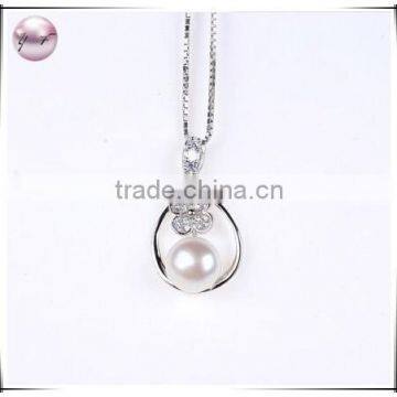 White Fresh water pearl 925 sterling silver hoop necklace