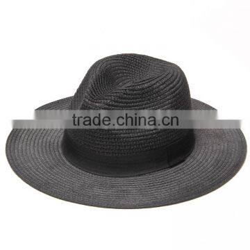 hot sale fashion simple paper straw striped panama fedora hats