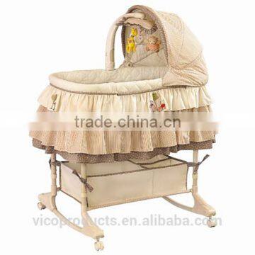 Modern round vibrating bassinet with lockable wheels