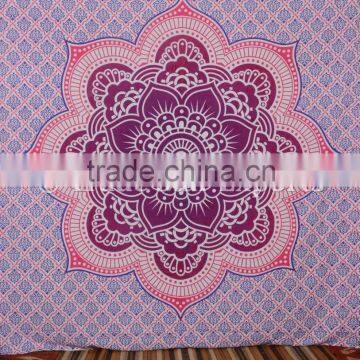 Indian Ombre Lotus Tapestry Psychedelic Mandala Wall Hanging Ethnic Bedspread Boho Wall Art Tapestry