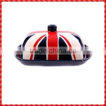 England flag style Custom Ceramic Butter Container