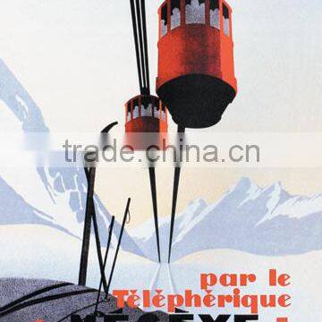 Skiing and Tram 12x18 Giclee on canvas