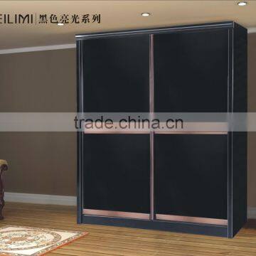 Hot sell high gloss magic black light fashion modern style wood wardrobe