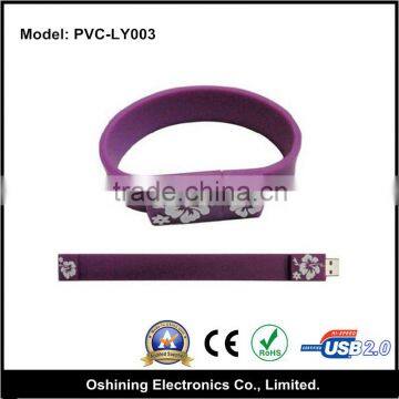 Cool cell phone accessories rubber bracelet usb flash drives for promotional gift(PVC-LY003)