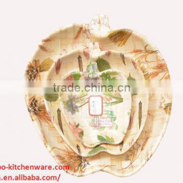 Unique Bamboo Woven Wooden Bread Fruit Apple Shaped Bowl