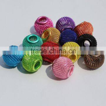 100pcs/lot 12/14/16/18/20/25/30mm Mixed Mesh Spacer Beads Fit Charm Bracelet