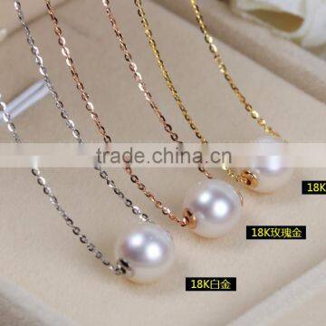 AAA Grade Fashionable Akoya Pearl Pendant 18k Gold Pendant 8-8.5mm Round Pearl Pendant Necklace photo-4